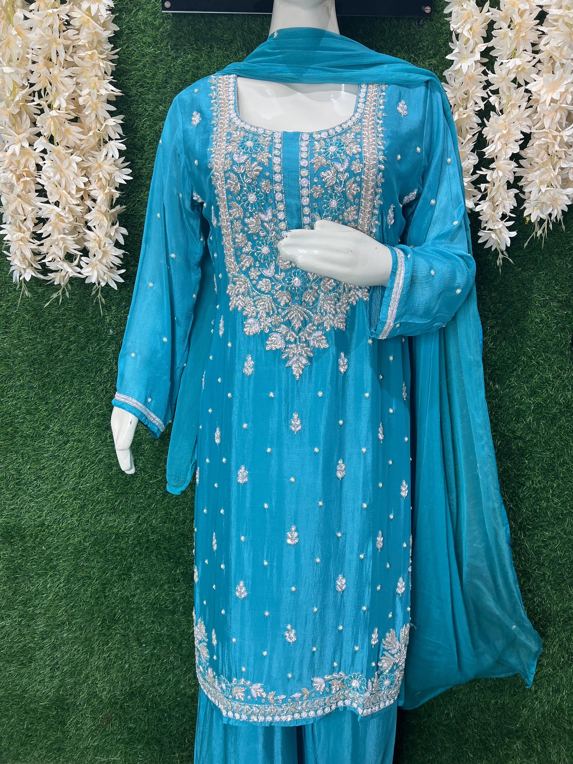 Crepe Suit with Heavy Cutdana & Pearl Hand Embroidery