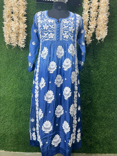 Nayra Ombre Kurti with 3D Handwork & Chikankari Embroidery