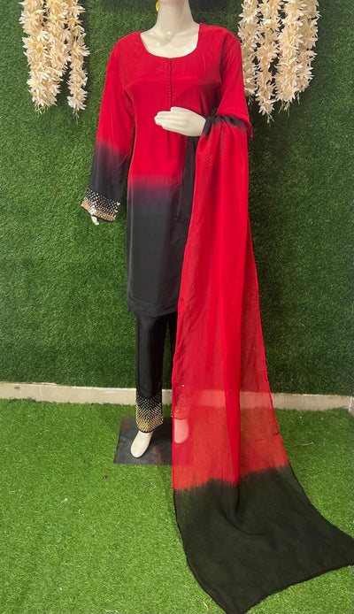 Ombre Designer Kurti Pant Set with Sequin Work