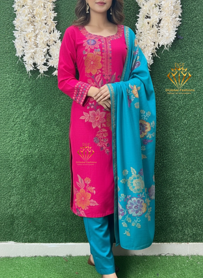 Pashmina Banarasi Weaving Suit Set with Fine Traditional Detailing