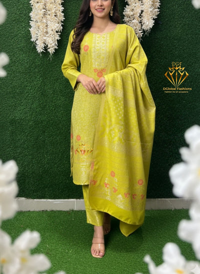 Pashmina Banarasi Weaving Suit Set with Fine Traditional Detailing