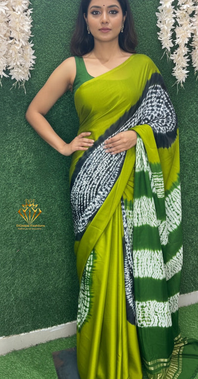 Hand-Dyed Shibori Saree with Lagdi Patta Pallu