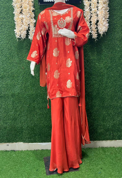 Banarasi Sharara Suit Set with Cutdana, Gotta Patti & Sequin Handwork