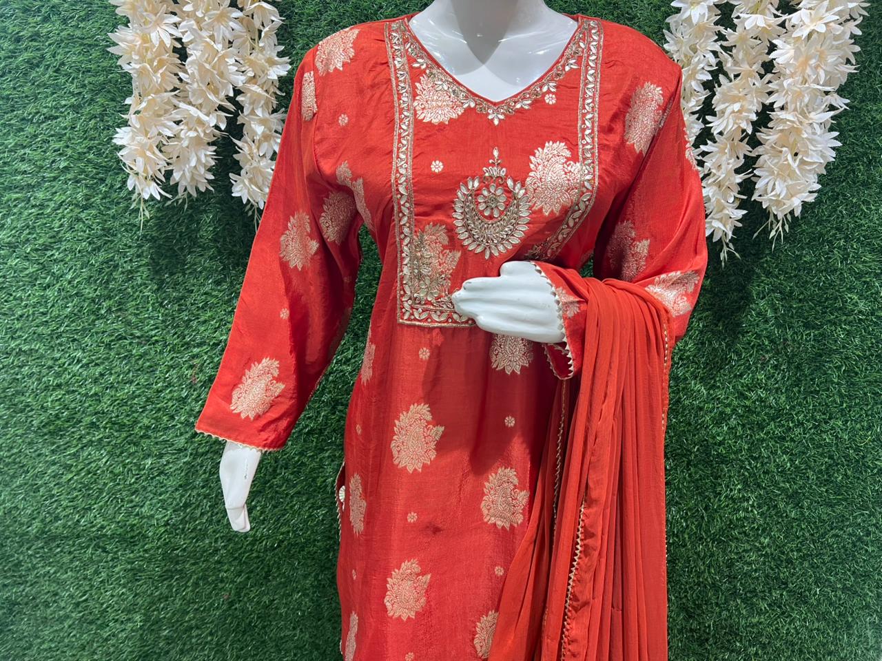 Banarasi Sharara Suit Set with Cutdana, Gotta Patti & Sequin Handwork