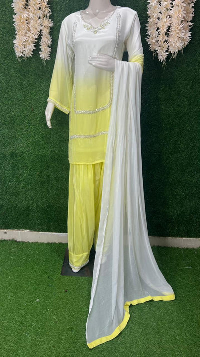 Crepe Set with Pearl & Cutdana Work – Timeless Festive & Party Wear