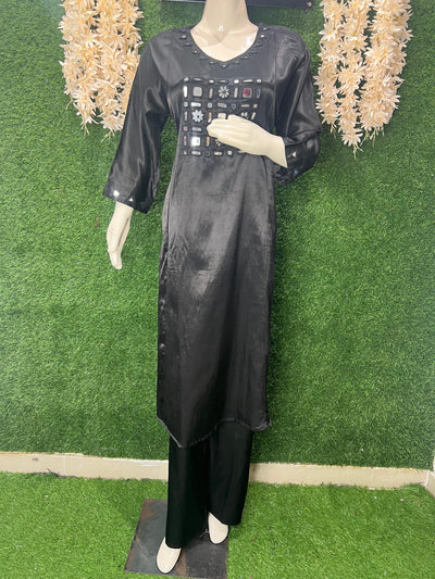 Mashru Silk Embroidered Kurta Set – Mirror Work Detailing