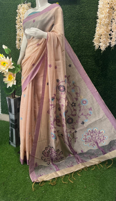 Meghnna Tussar Designer Saree with Floral Prints
