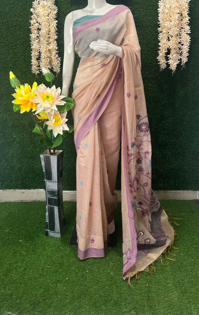 Meghnna Tussar Designer Saree with Floral Prints