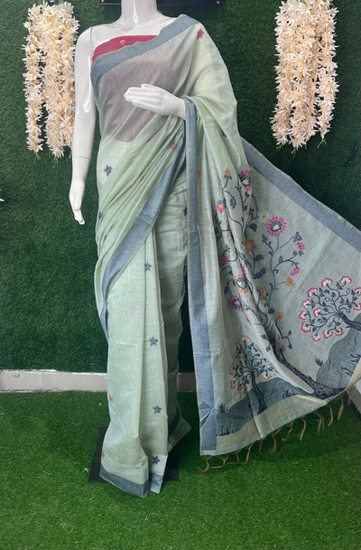 Meghnna Tussar Designer Saree with Floral Prints