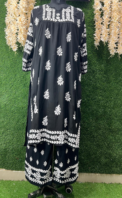 Lucknowi Chikankari Handwork Nyra Cut Kurti with Palazzo Set