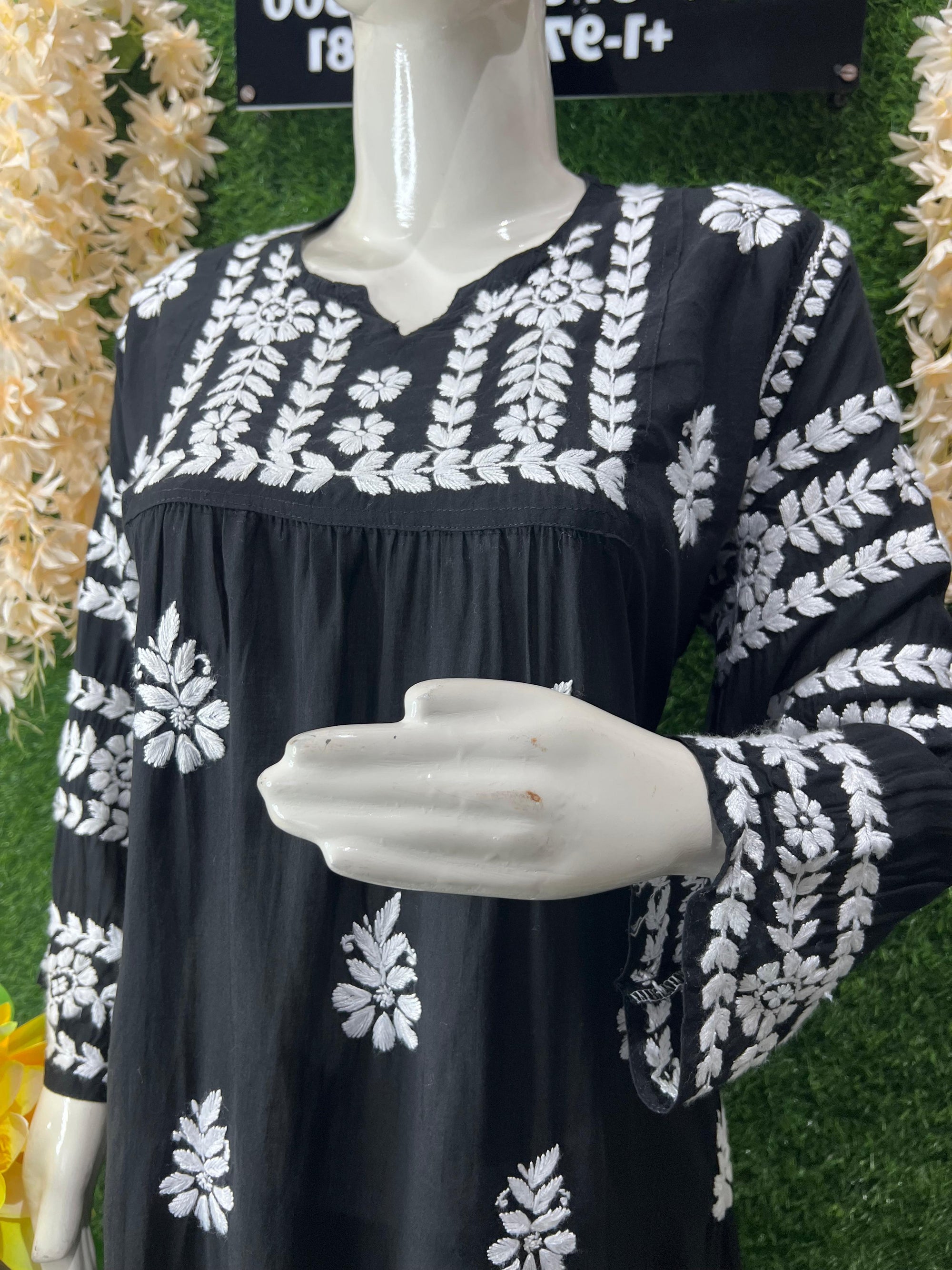 Lucknowi Chikankari Handwork Nyra Cut Kurti with Palazzo Set