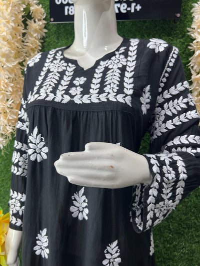 Lucknowi Chikankari Handwork Nyra Cut Kurti with Palazzo Set