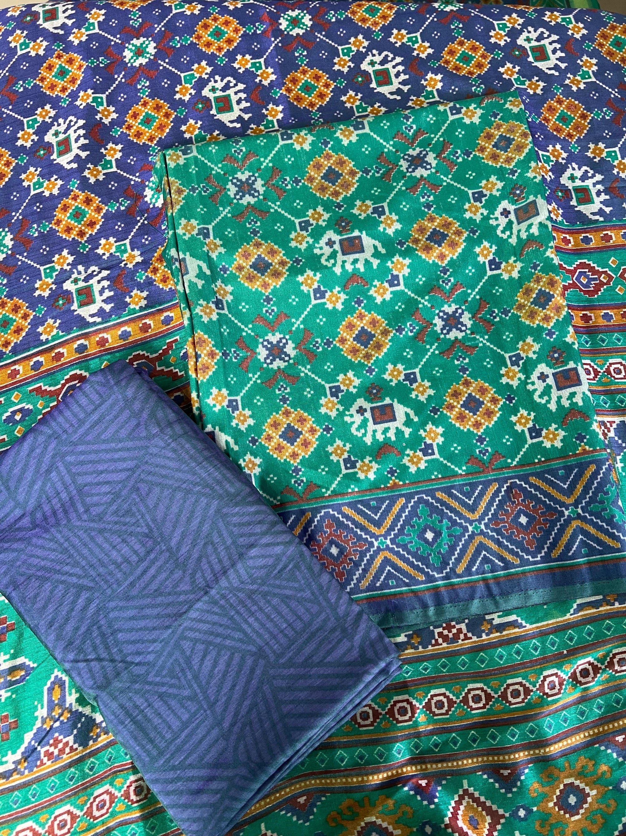 Patola Unstitched Suit Set | Top, Bottom & Dupatta