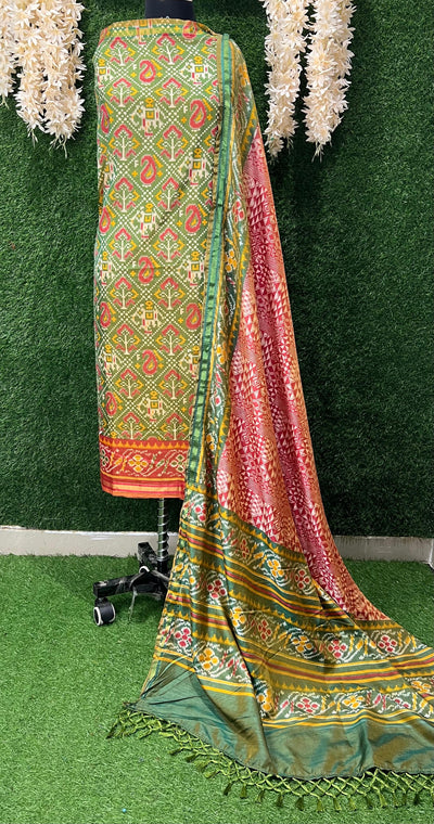 Patola Unstitched Suit Set | Top, Bottom & Dupatta