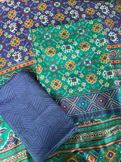 Patola Unstitched Suit Set | Top, Bottom & Dupatta