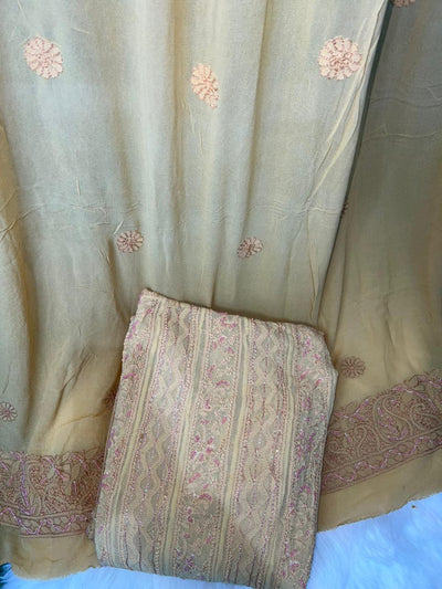 Designer Pearl Work Lucknowi Chikankari Anarkali Suit