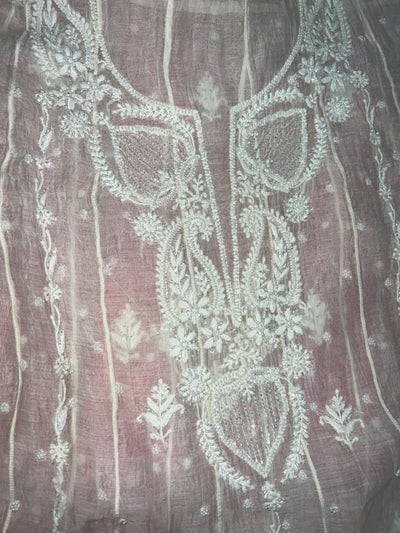 Mul Chanderi A-Line Anarkali with Dupatta featuring Pearl & Cutdana Work