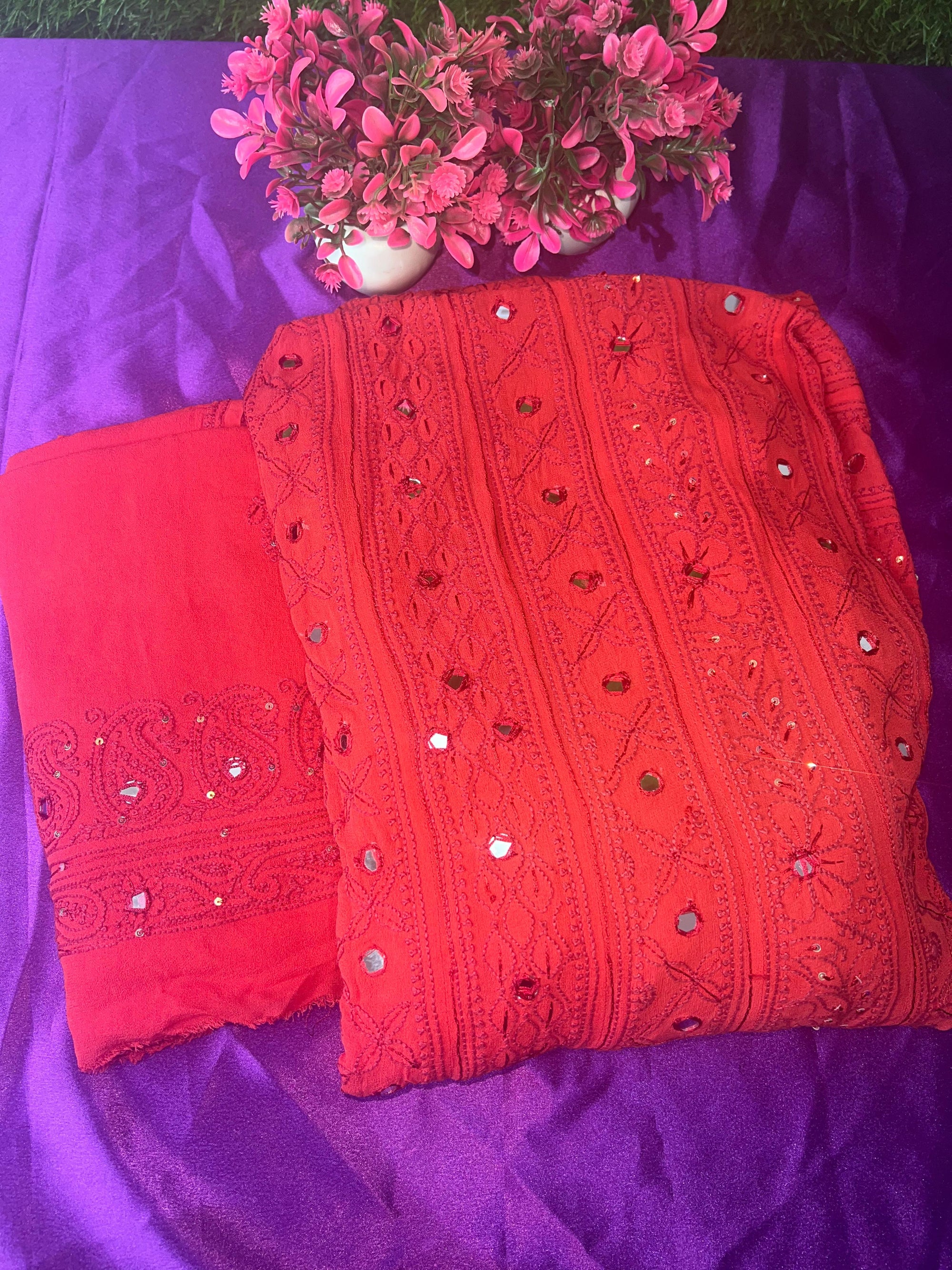 Lucknowi Chikankari Pure Georgette Anarkali & Dupatta Set