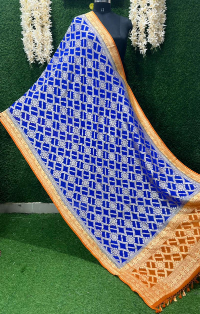 Pure Handloom Banarsi Khaddi Georgette Unstitched Suit with Zari Work