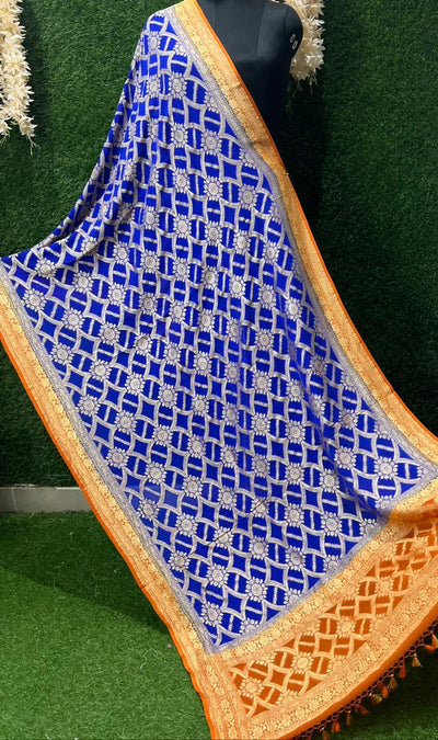 Pure Handloom Banarsi Khaddi Georgette Unstitched Suit with Zari Work