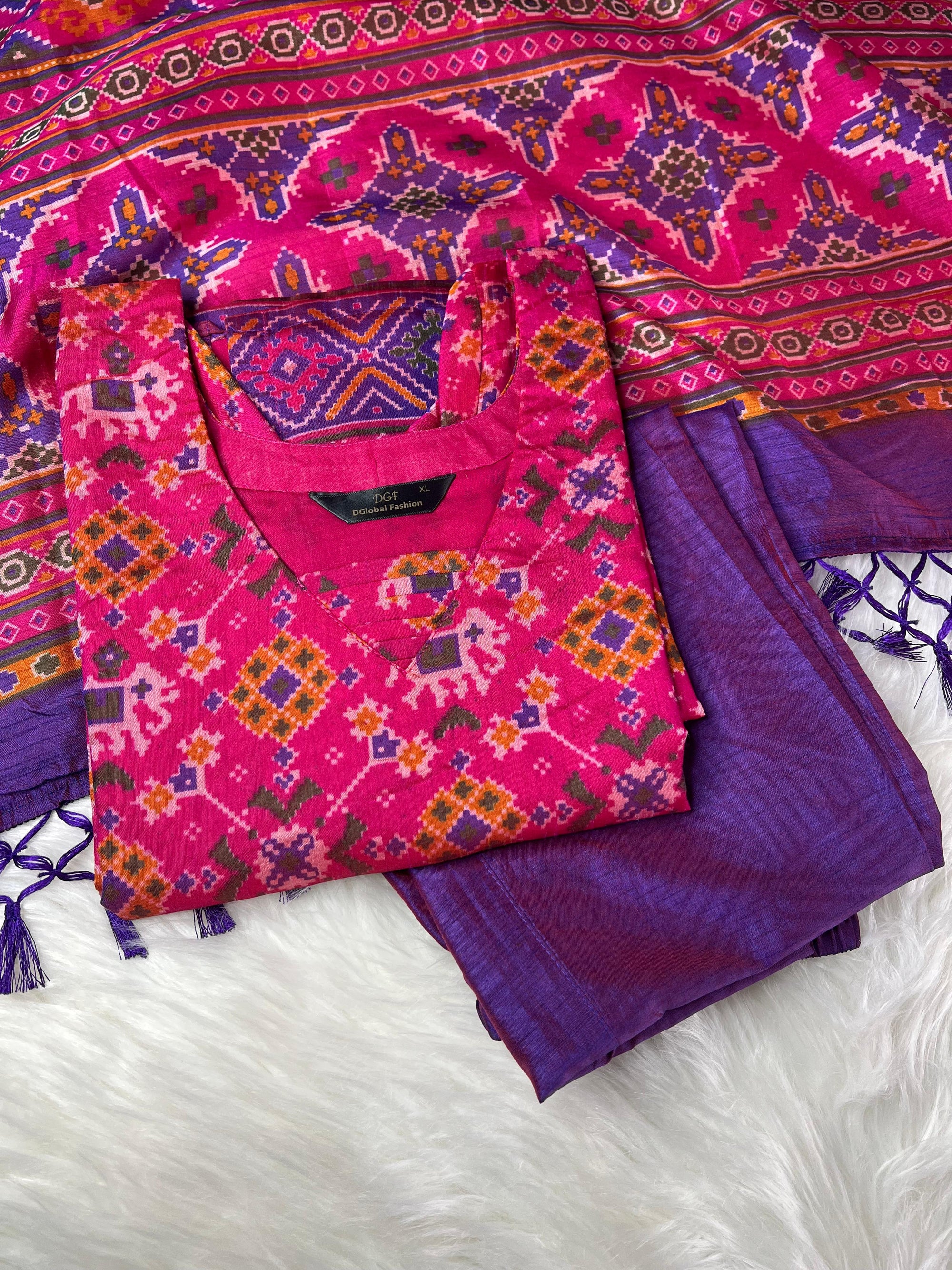 Patola Suit Set with Matching Dupatta