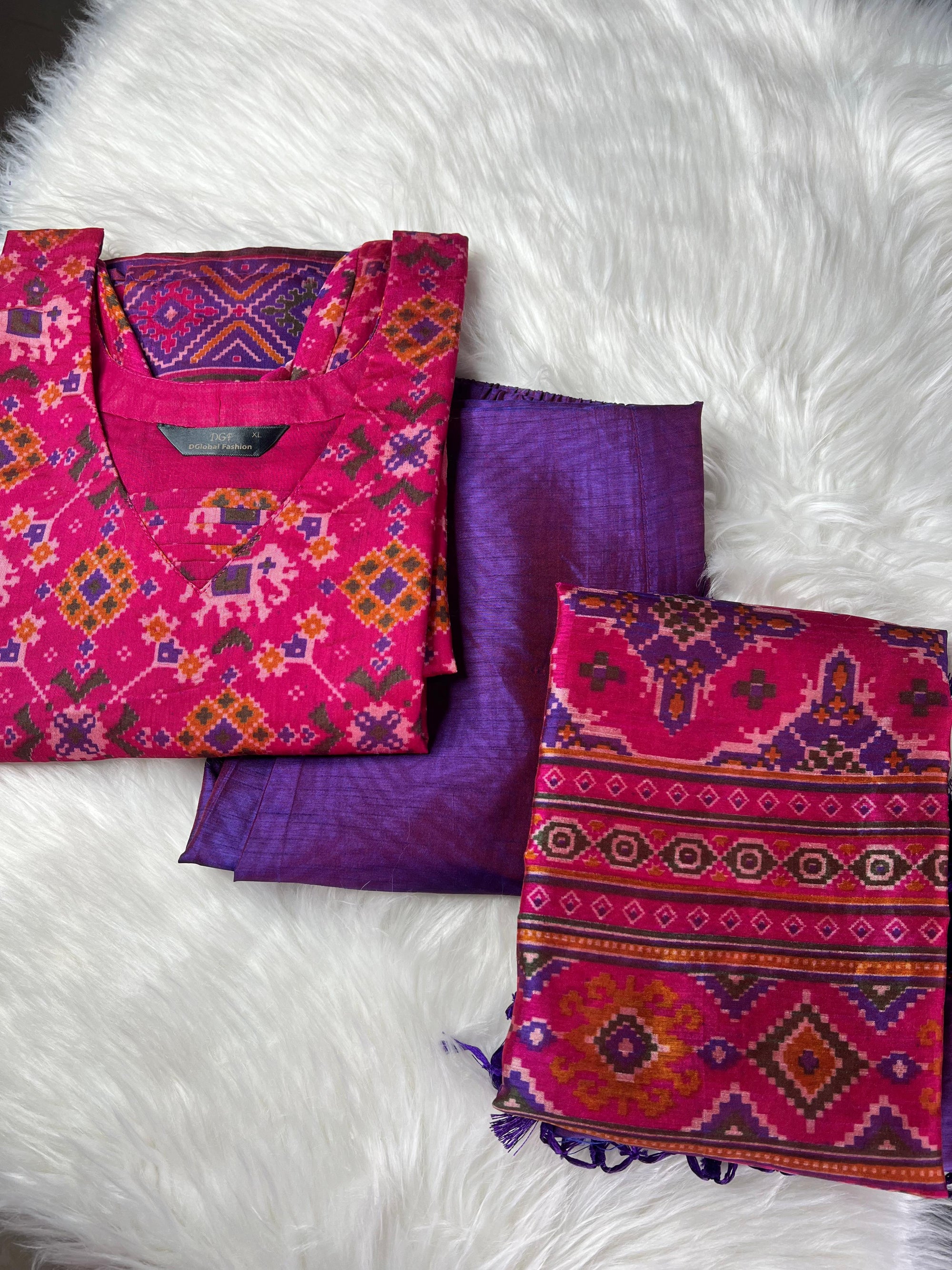 Patola Suit Set with Matching Dupatta