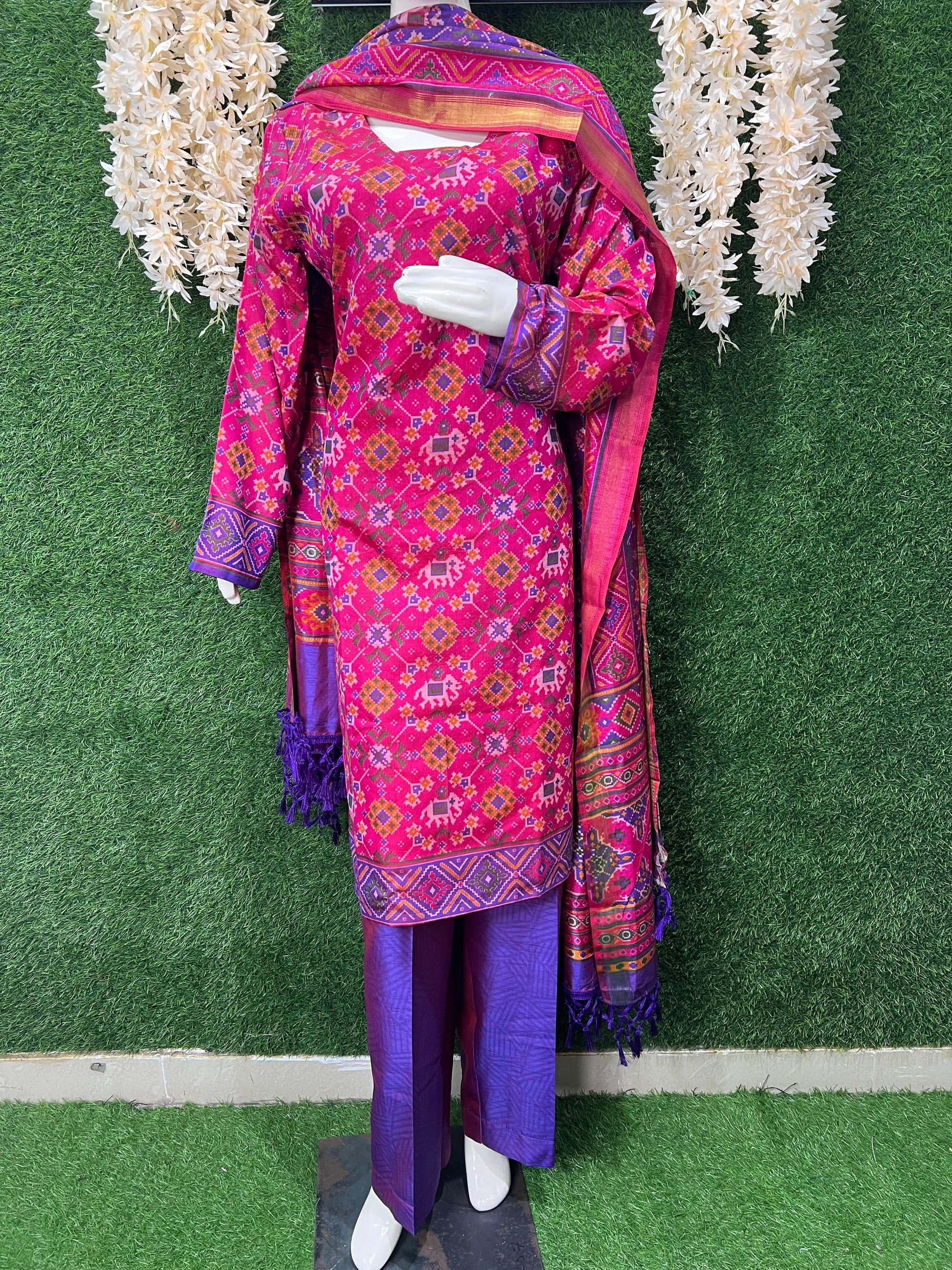 Patola Suit Set with Matching Dupatta