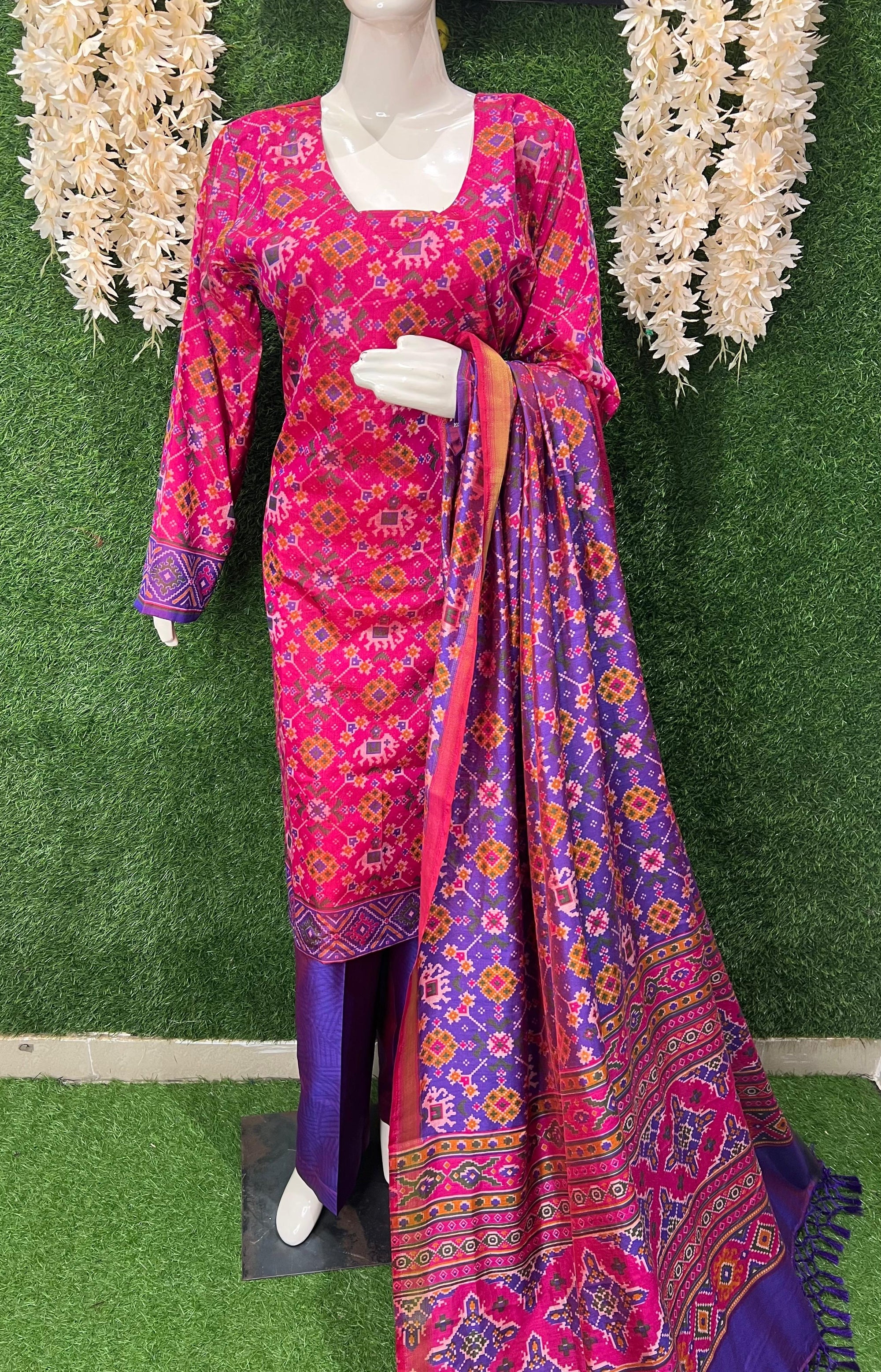 Patola Suit Set with Matching Dupatta