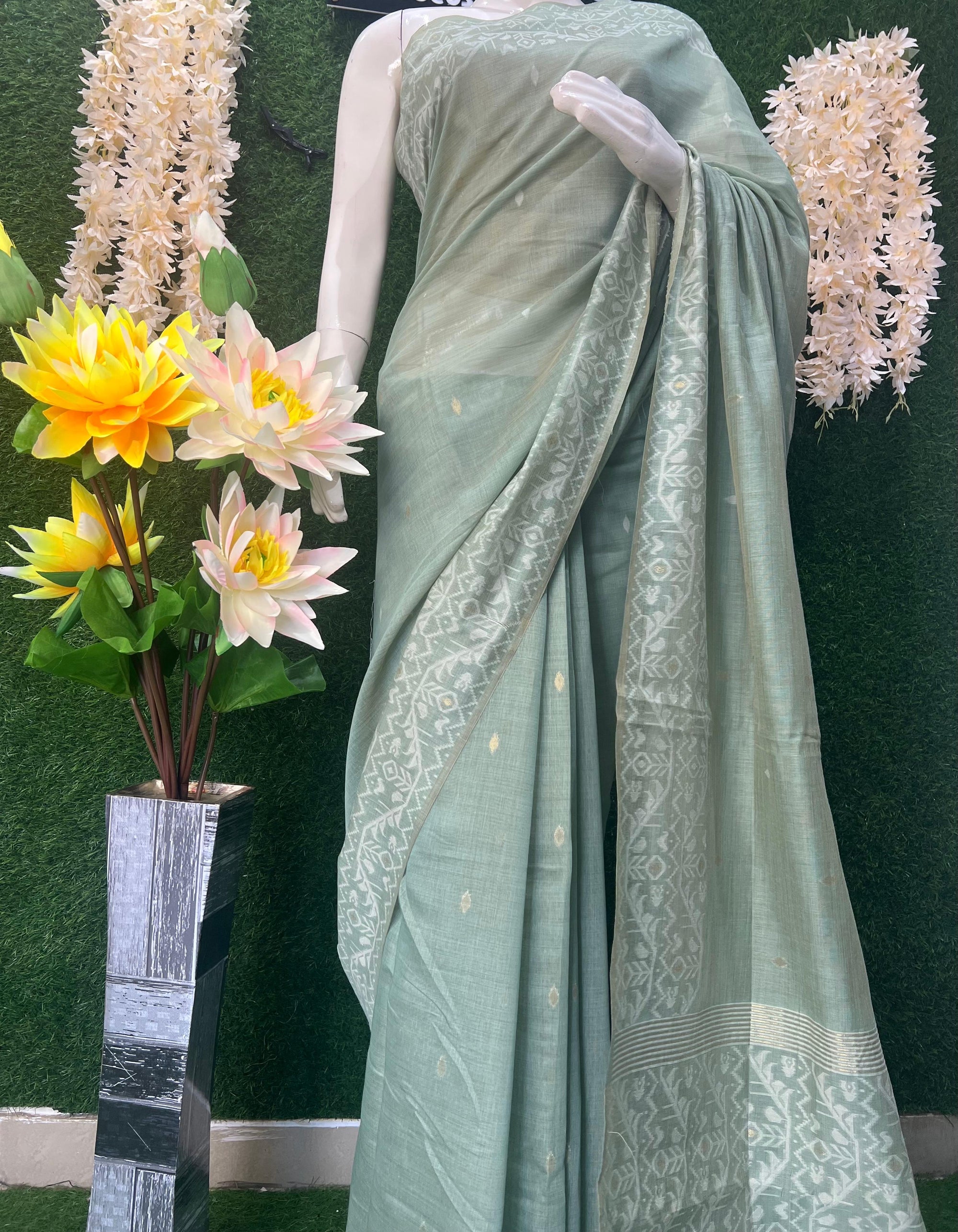 Slub Cotton Saree with Banarsi Weaving