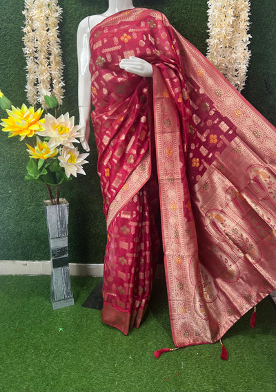 Banarasi Zari Woven Saree with Traditional Motifs
