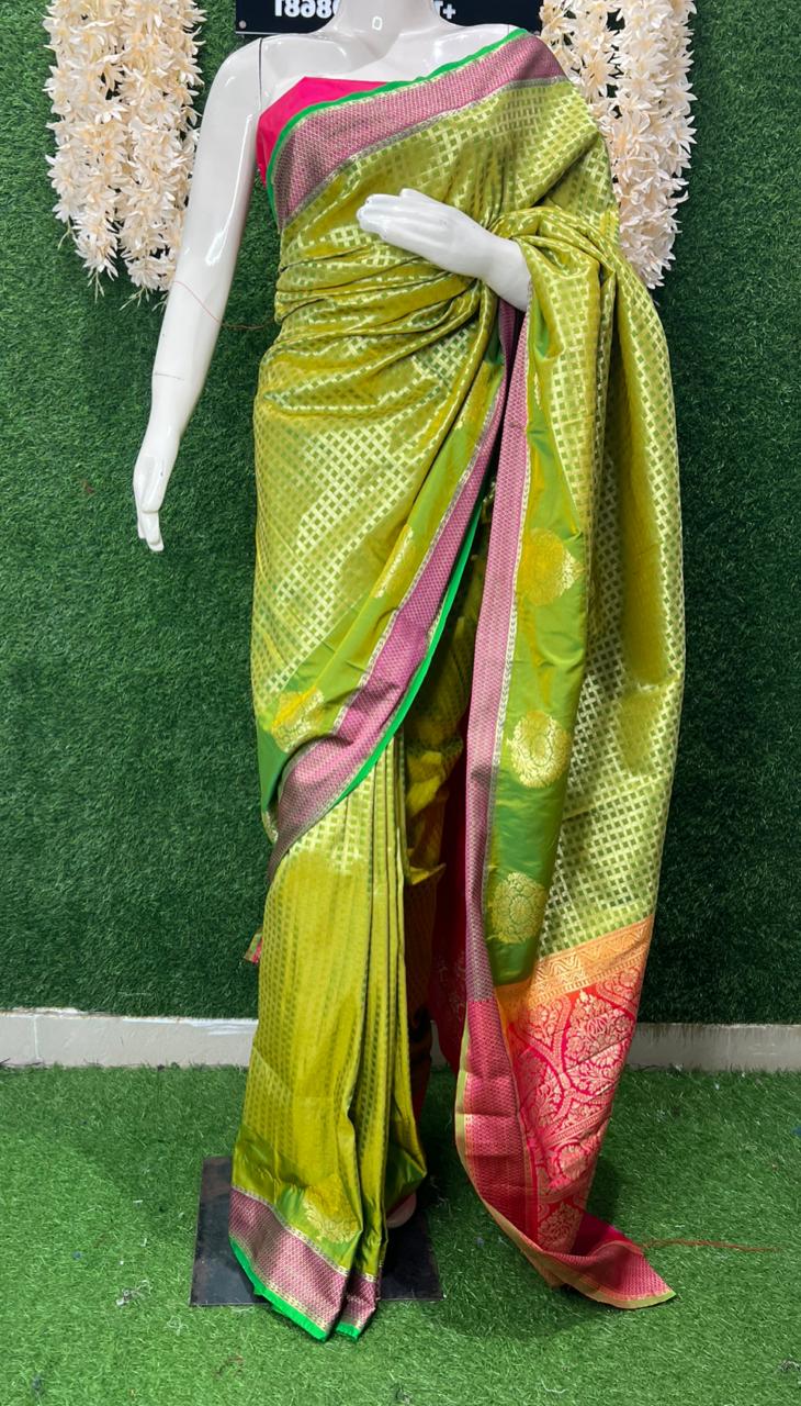 Banarasi Silk Saree with Zari Weaving Border