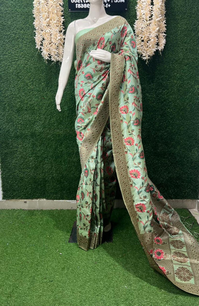 Banarasi Silk Floral Design Saree with Traditional Woven Motifs