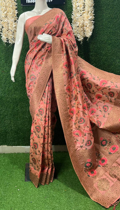 Banarasi Silk Floral Design Saree with Traditional Woven Motifs