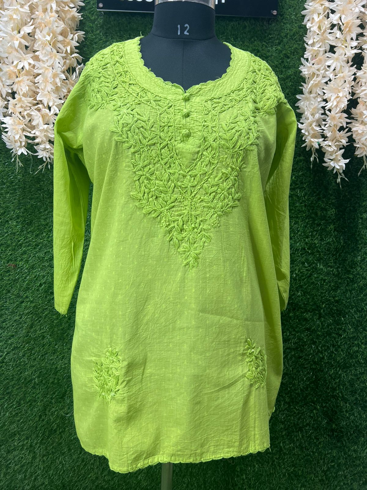 Lucknowi Chikankari Dobby Short Top