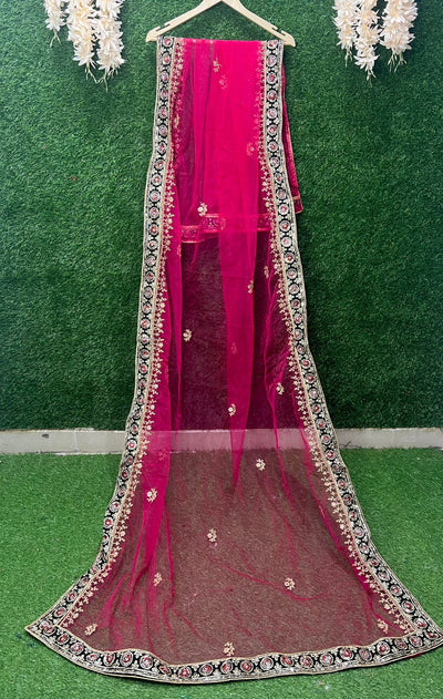 Net Dupatta With Embroidery Border