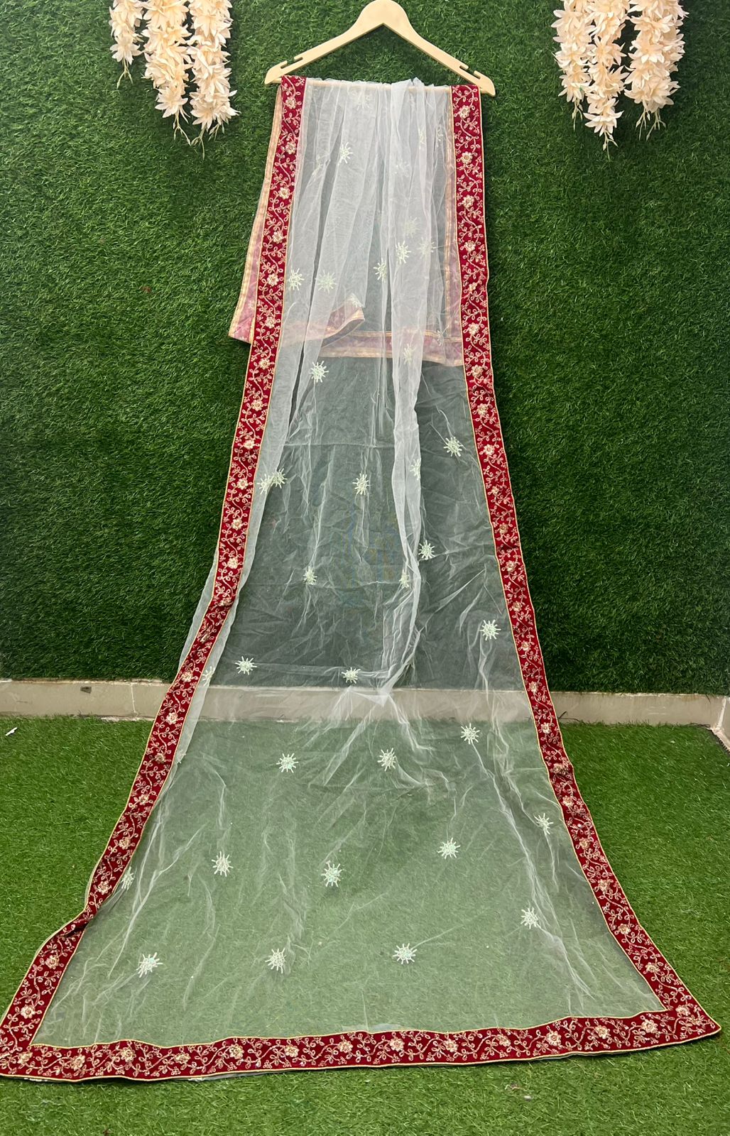 Net Dupatta With Embroidery Border