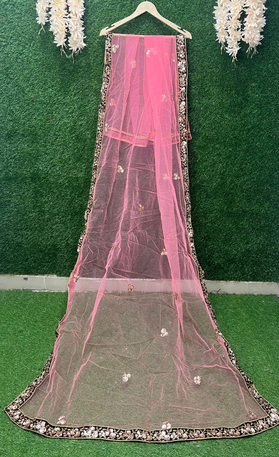 Net Dupatta With Embroidery Border