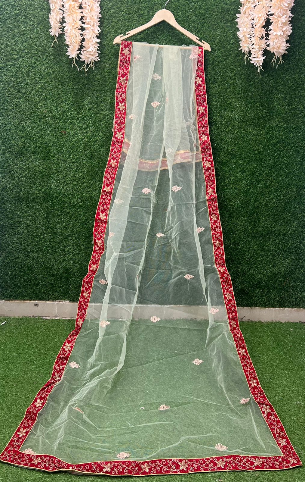 Net Dupatta With Embroidery Border