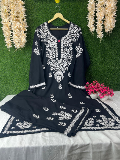 Lucknowi Chikankari Rayon Plus Size Co-Ord Set