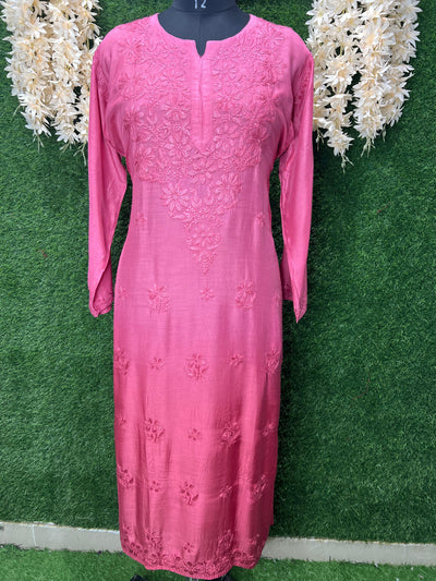 Lucknowi Chikankari Hand-Embroidery Muslin Kurti