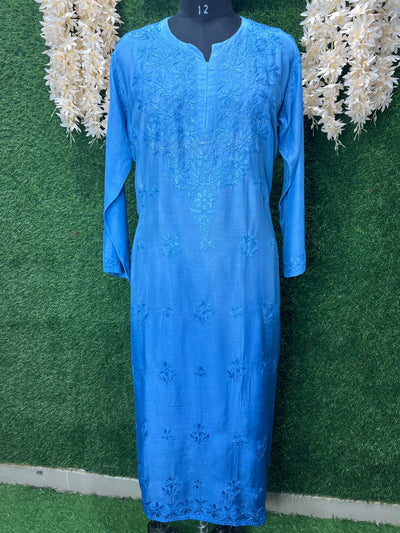 Lucknowi Chikankari Hand-Embroidery Muslin Kurti