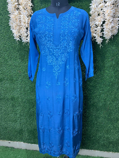 Lucknowi Chikankari Hand-Embroidery Muslin Kurti