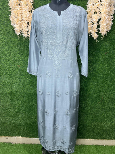 Lucknowi Chikankari Hand-Embroidery Muslin Kurti