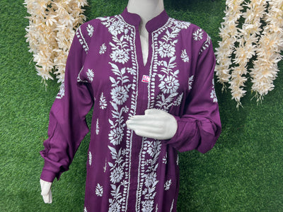 Lucknowi Chikankari Rayon Co-Ord Set with Hand Embroidery