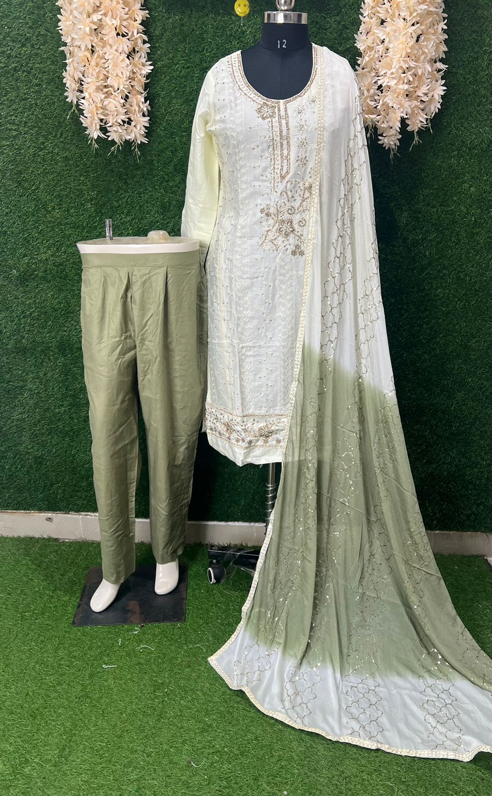 All-Over Embroidered Cotton Suit Set