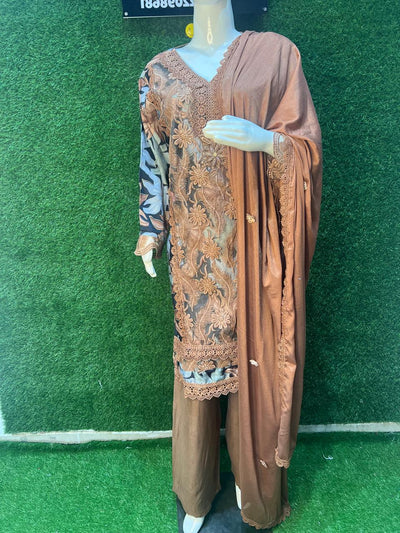 Embroidery Kurta Pant Set with Matching Dupatta