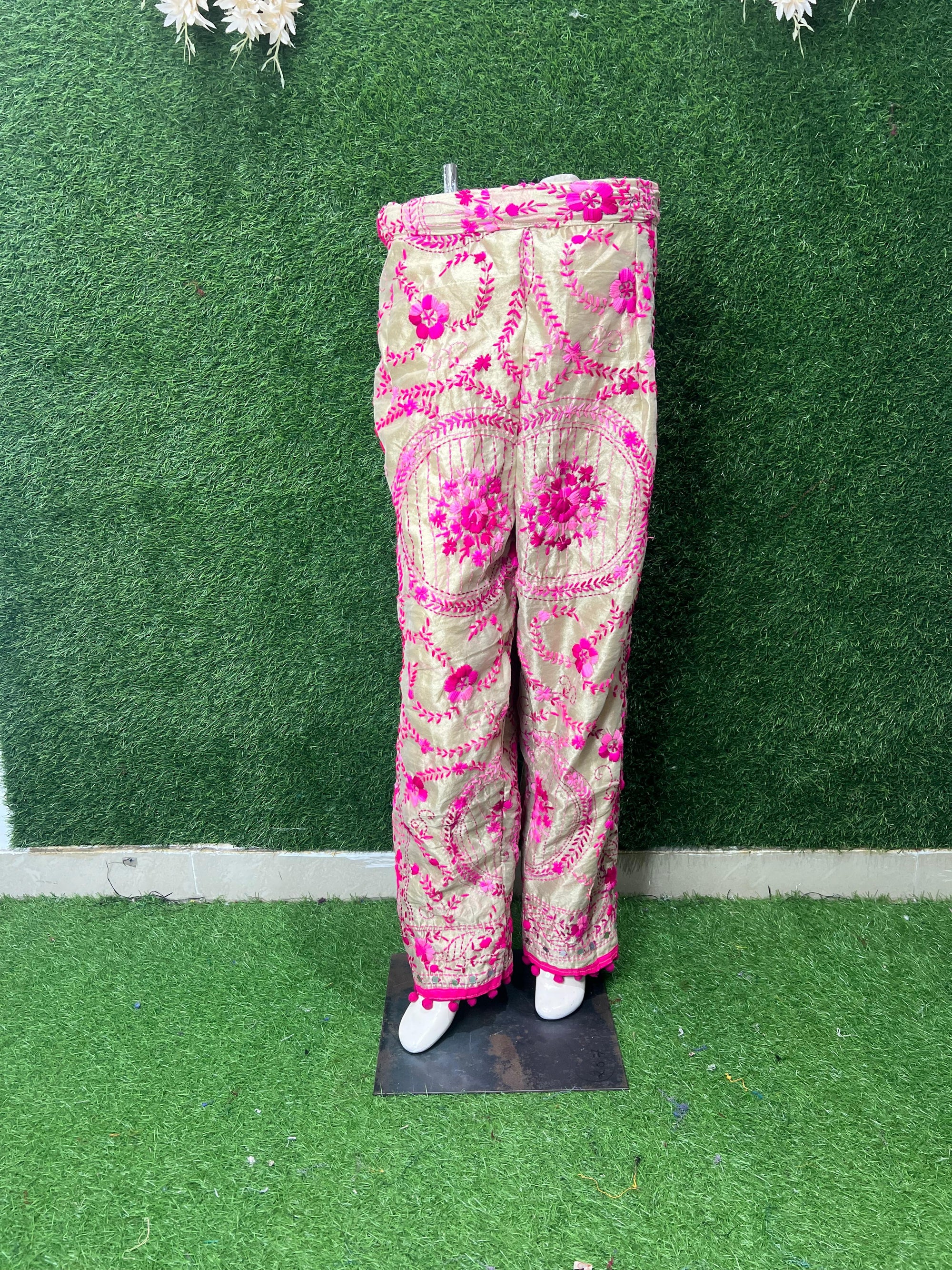 Handwork Phulkari Straight-Fit Pant
