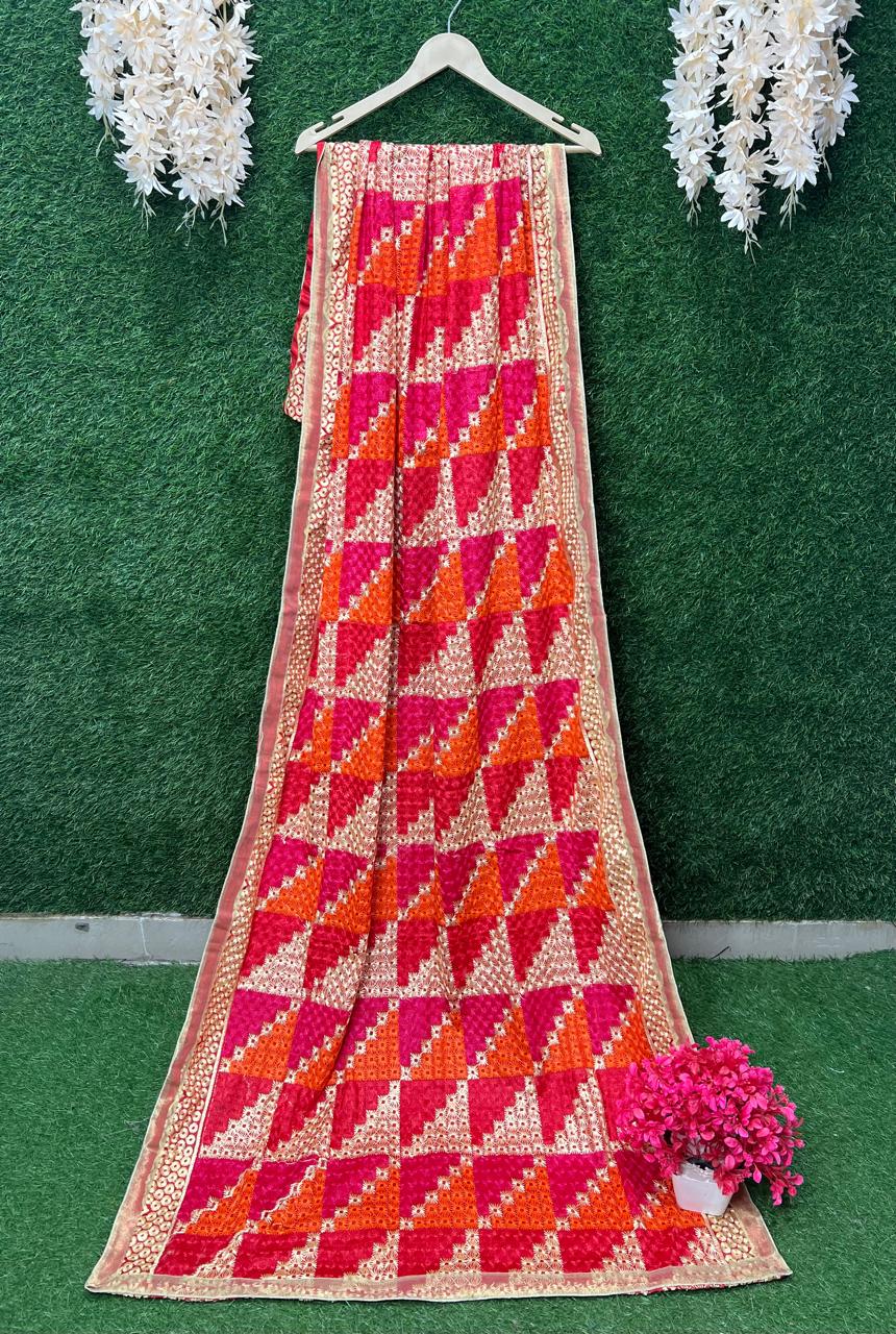 Multicolour Phulkari Embroidery Dupatta