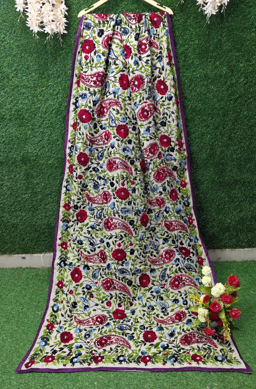 Hand-Embroidery Phulkari Dupatta with Vibrant Multicolour Work