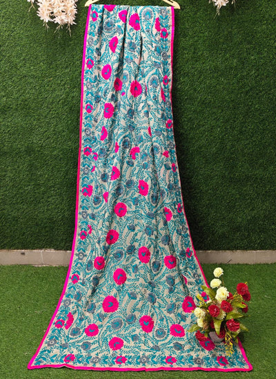 Hand-Embroidery Phulkari Dupatta with Vibrant Multicolour Work